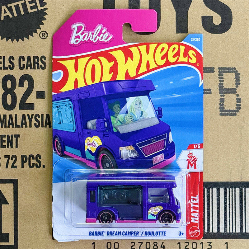 Mattel Toy Barbie - รถของเล่นฮอตวีลส์สำหรับเด็กผู้ชาย 21 คัน # รถบ้านบาร์บี้ดรีมแคมเปอร์ HOTWHEELS